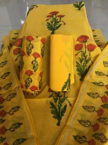 Women Chanderi Silk Hand Block Printed Suits